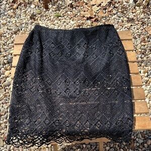 Blanc 409 Skirt Crochet Lace Skirt Black